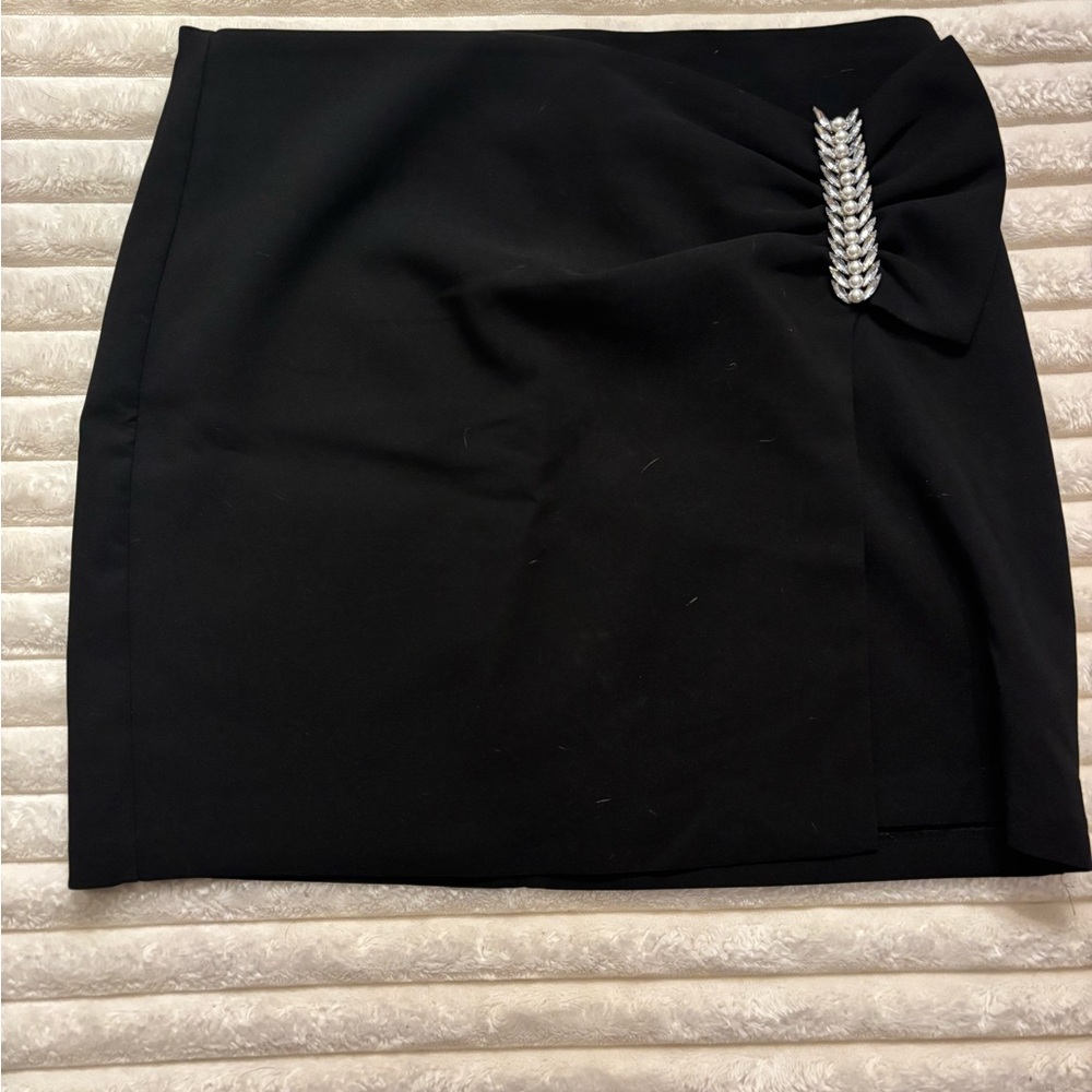 Dynamite Black Pencil Skirt with Silver Detail